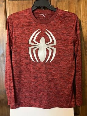 Men’s Marvel Red Spiderman heathered “dri fit” Graphic Long-Sleeve Tee